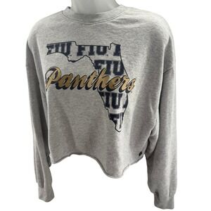 PINK Victoria's Secret FIU Panthers Cropped Sweatshirt Gray Womens XS